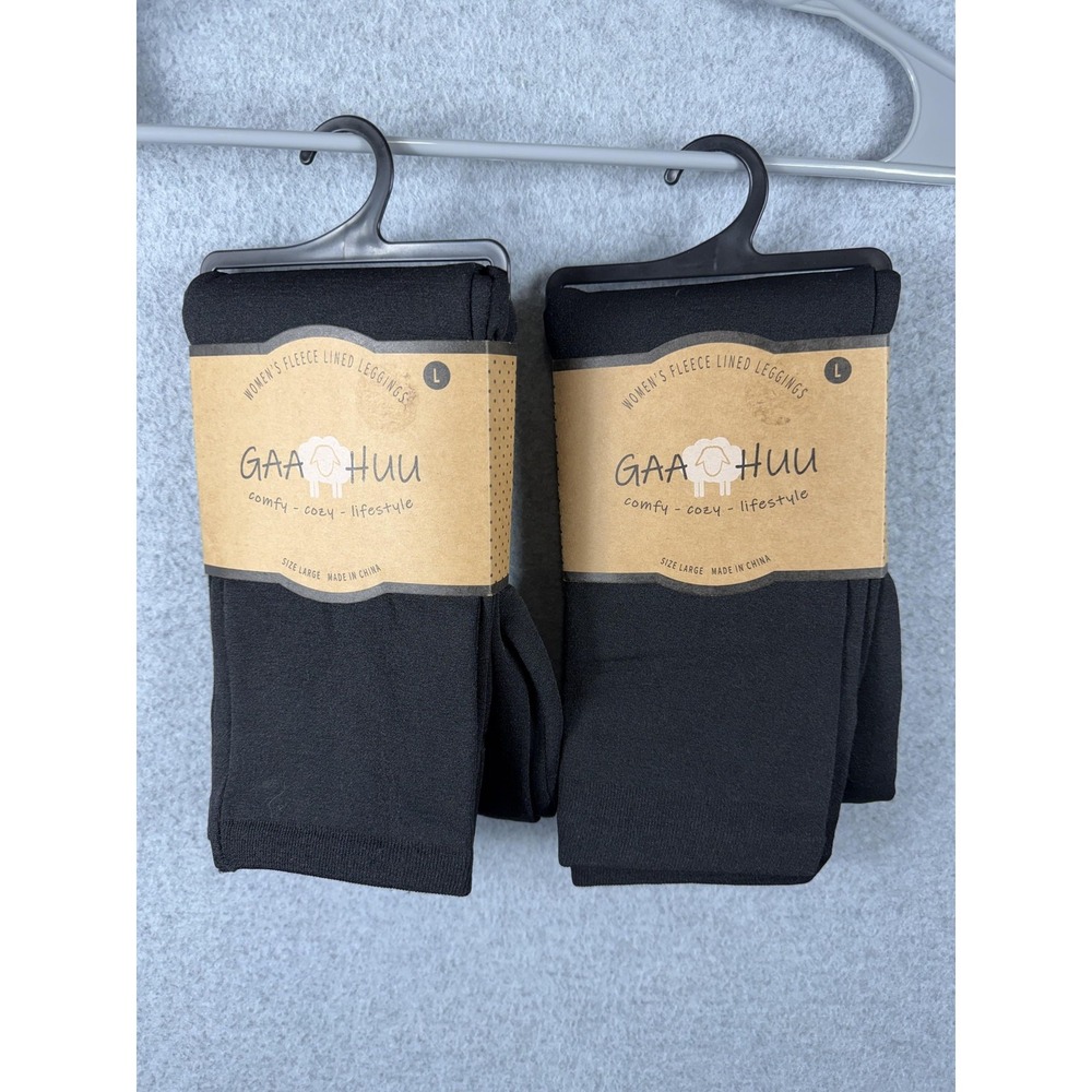 Gaa Huu Leggings Womens Large Black Fleece‎ Lined Thermal Ankle Winter Lot Of 2